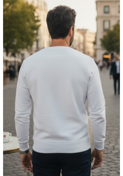 Goffra Erkek Focus Esnek Kumaş Yumuşak Dokulu Günlük Sweatshirt Ekru M401-r0342-01