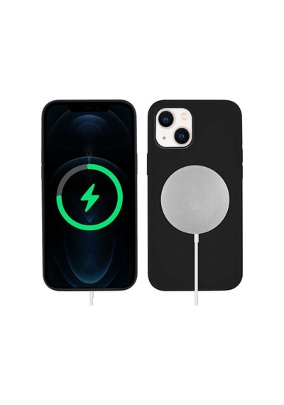 Apple Uyumlu iPhone 13 Kılıf Zore Silksafe Wireless Kapak Siyah