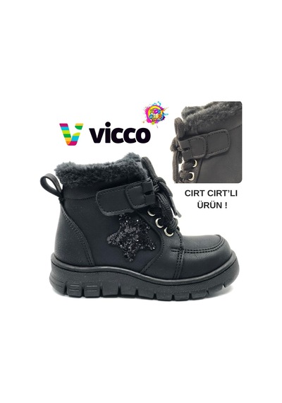 Vicco Punto Kürklü Ortopedik Çocuk Bot Siyah