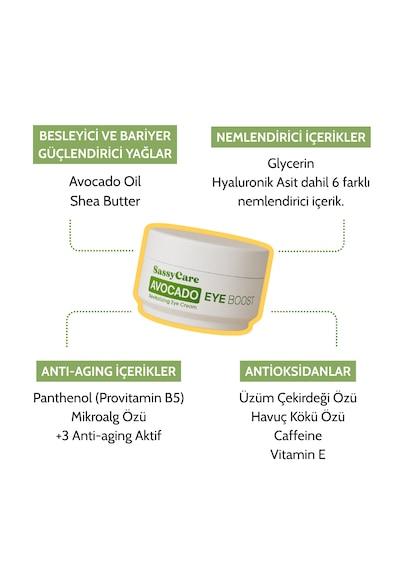 Sassycare Avocado Eye Boost Nemlendirici Göz Kremi 25 Ml