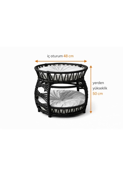 Galaxy Çift Katlı Kedi Yatağı Modern Rattan Tasarım, Yumuşak Minderli, İç Mekan Kedi Evi