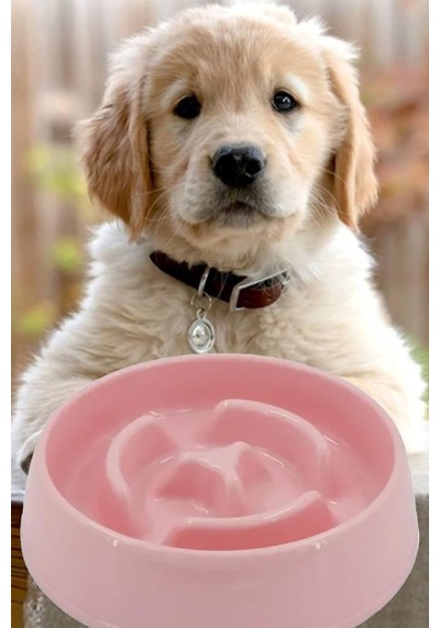 Yavaş Mama Kabı Kedi Ve Köpek İçin / Yavaş Besleyici Mama Tabağı / Anti-tıkanma, Kaymaz Taban / 375 Ml Pembe