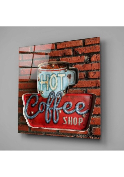 Hot Coffee Cam Tablo Hediyelik, Dekoratif, Ofis, Mutfak