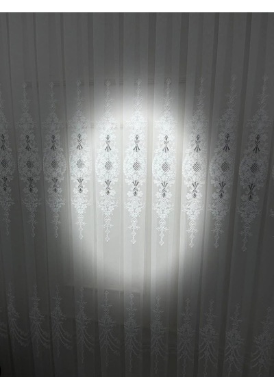 Selen 2895 Gümüş 1/2,5 Pileli Tül Perde, 100 X 270 Çok Renkli
