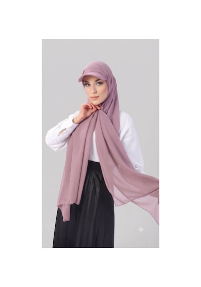 ALDAIYR Şapkalı Boneli Hazır Şal Hijab Sandy Koyu Gülkurusu