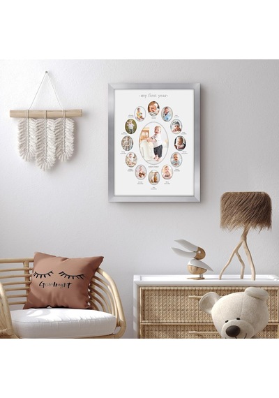 Kırılmaya Dayanıklı Camlı 12x16 Birinci Yıl Fotoğraf Çerçevesi - On İki 2x3 Fotoğraf ve Bir 5x7 Resme Uyar - Kreş Dekoru, Yeni Doğan Anne Hediyesi Veya Bebek Partisi İçin Kolaj Çerçevesi Çok Renkli