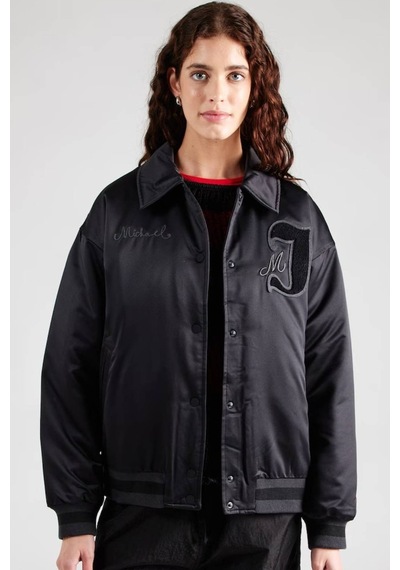 Nike Michael Jordan Varsity Loose Fit Bomber Jacket Black Kadın Bol Kesim Ceket Mont Siyah Siyah