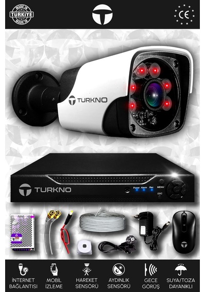 Turkno 1 Kameralı Pania 1 Dış Kamera Set HDD'siz Full HD Gece Görüşlü Güvenlik Kamerası Sistemi