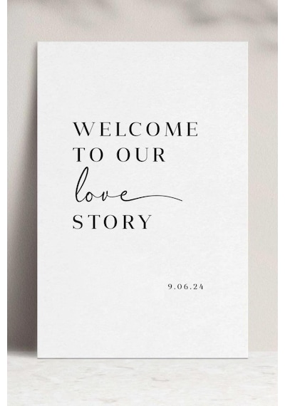 Karşılama Panosu İçin 40 Cm Genişliğinde Siyah Renk Yazı Ayna İçin Yazı Welcome To Our Love Story Yazısı