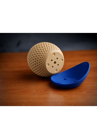 3d Baskı Küre Saksı - Kafes Dokulu İki Parçalı Dekoratif Saksı - Bej-mavi 94284261