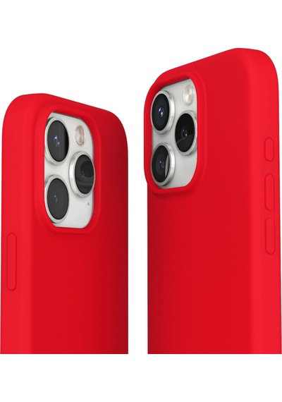 Vonmahlen Apple Uyumlu iPhone 16 Pro Magsafe Silikon Kılıf Kırmızı