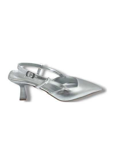 C-shoes Nb100-26 Parlak Metalik Deri İnce Kısa Topuklu Kadın Stiletto GÜMÜŞ