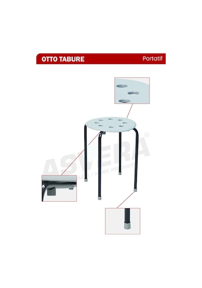 Asvera Otto Metal Ayaklı Mutfak Ve Balkon Taburesi - İstiflenebilir Portatif Modern Tabure Diğer