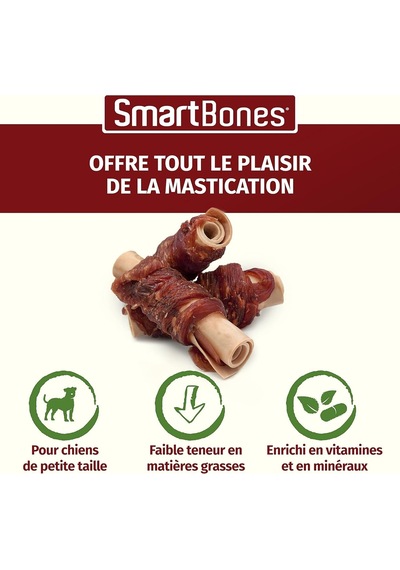 Smartbones Chickenwrapsticks Mini Küçük Boy Tavuklu Burgu Çubuklar 9'lu, 112 Gr Köpek Ödülü 3 Paketi