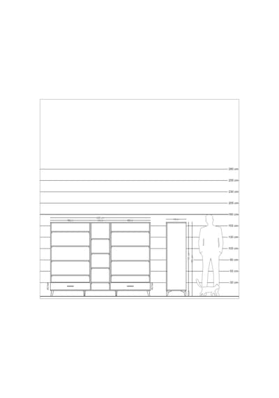 Hyperion Dolap 14 Raflı 2 Çekmeceli 220x44x163 Çam-antrasit Çam-antrasit