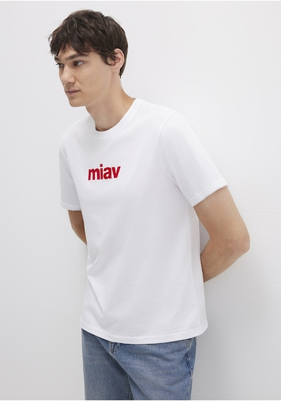 Mavi - Miav Baskılı Erkek Tişört 067153-622 Kırmızı Beyaz