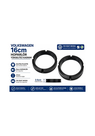 Volkswagen Hoparlör Yükseltici Kasnak 16cm - Vw - Seat - Skoda 16 Cm Hoparlör Kasnağı - 2 Adet