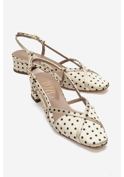 Luvi Shoes Olena Sarı Siyah Puantiyeli Kadın Topuklu Sandalet