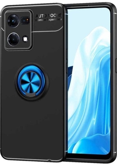 Oppo Reno 7 4g Kılıf Zore Ravel Silikon Kapak Siyah-Mavi