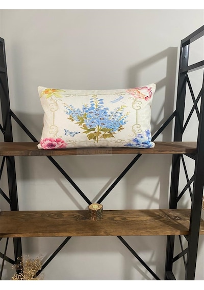 Çiçek Desenli Dekoratif Yastık Kılıfı Seti 30 x 55 cm