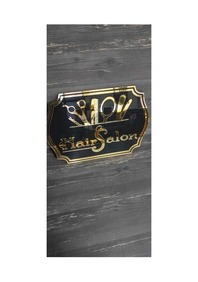 Pleksi Kabartmalı Kapı İsimliği Hair Salon 1 Adet