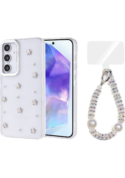 Teleplus Samsung Galaxy S24 Fe Kılıf Polen Desenli El Bilekli Kılıf Gri