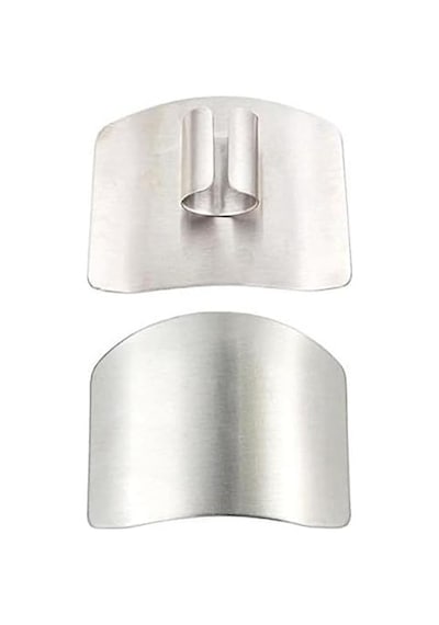 2li Metal Parmak Koruyucu Hızlı Ve Güvenli Kesme Paslanmaz Çelik, Parmak Koruyucu Doğrama Güvenlik Aparatı 2 Adet Silver Çok Renkli