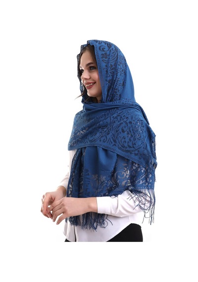 Narin Pamuk Tül Şal Lacivert 60x160