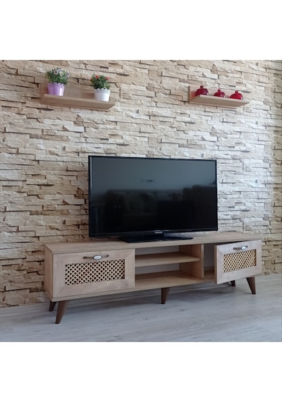 Mobilya Sepeti (Ms 40) Tv Ünitesi Dolabı,Raflı,Seperatörlü Meşe