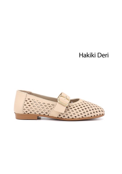 Gönderi(R) Gönderi R Kadın Bej Antik Baskılı Mary Jane Hakiki Deri Babet Dyza75645193 Bej