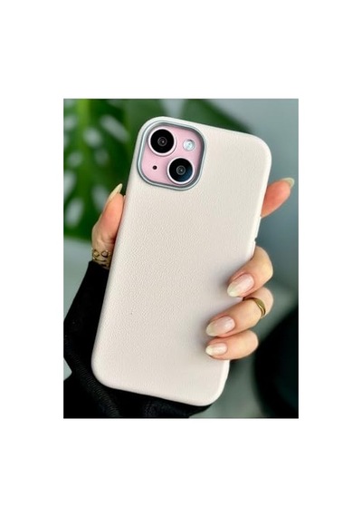 Apple iPhone 13-14 - 15 Uyumlu Estetik Dokulu Deri Görünümlü Esnek Silikon Kılıf - Pembe Diğer
