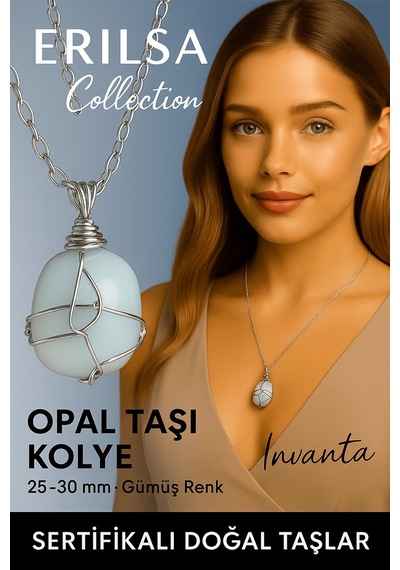Sertifikalı Gümüş Tel Sargılı Doğal Opal Taşı Kolye 30-35 Mm Sezgi Ve Yaratıcılık Taşı Renkli