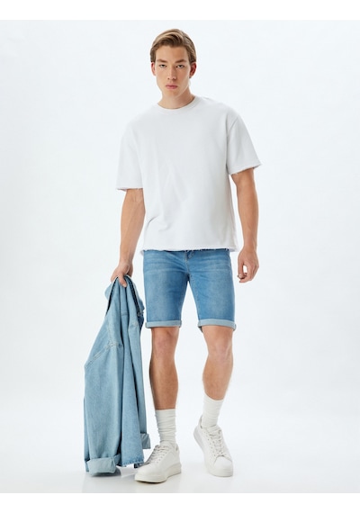 Koton Slim Fit Kot Şort Bermuda Cep Detaylı Pamuklu Açık İndigo 4sam40068ıd Açık İndigo Koton Slim Fit Kot Şort Bermuda Cep Detaylı Pamuklu Açık İndigo 4sam40068ıd Açık İndigo