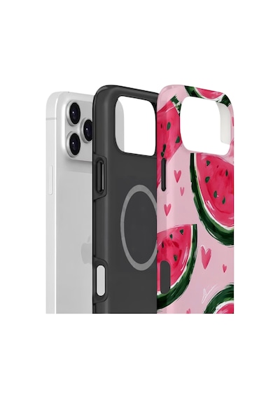 Apple iPhone Uyumlu 17 Pro Max Vorian Çift Katmanlı Magsafe Kılıf Watermelon Hearts