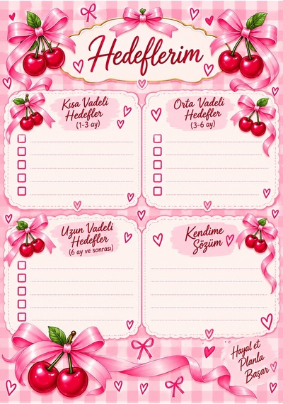 Fiyonklu Kirazlı A5 Spiralli Hard Cover Kapak Defter 80 Yaprak-160 Sayfa Pembe