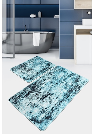 Blue Light Djt 2 Li Set Banyo Halısı Klozet Takımı Paspas Seti Çok Renkli