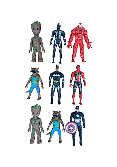 24'lü Süper Kahraman Seti Örümcek Adam Hulk Kara Panter Venom Batman Demir Adam 10 Cm.