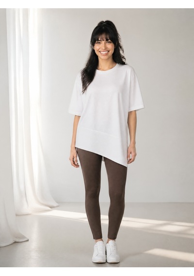 Nealirsanall.com Kadın Penye Oversize Tunik - Asimetrik Kesim Salaş Tişört Siyah