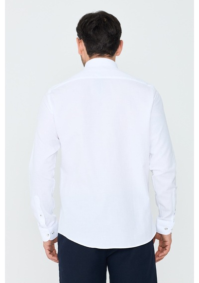 White Stone Beyaz %100 Pamuk Dynamic Fit Erkek Uzun Kollu Gömlek