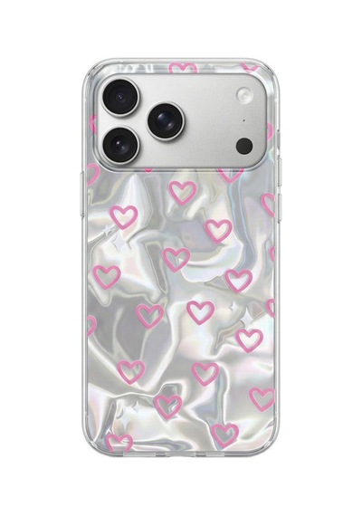 Apple İphone 17 Pro Max Uyumlu Kılıf Pink Heart Silikon Kılıf Pembe