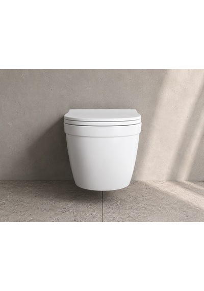 Dura Bagno Sirius Asma Klozet Rimless 54 Cm, Duroplast Kapak, Beyaz, Set 2 Parça Dbo.36.01.03.05