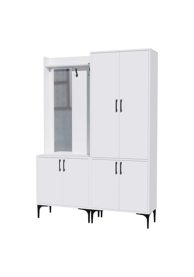 Set 5020-5030 Royal Sol Aynalı 6 Kapaklı 7 Askılı Portmanto Beyaz