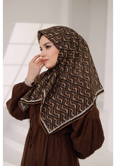 Mimiyum D S Model Soft Eşarp Karamel Kahve Çok Renkli