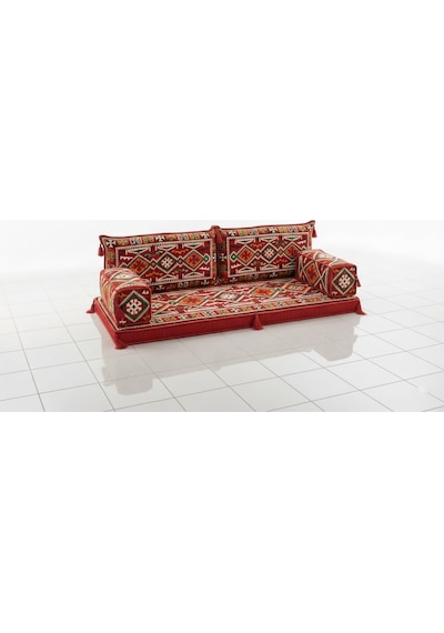 Şark Köşesi Minder Takımı Kırmızı Ahşapsız Süngerli Kılıflı Sofa Diğer