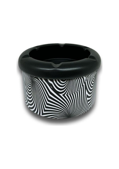 Spiral Desen Metal Mini Sigara Küllüğü Siyah 8cm