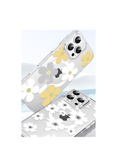 Joko Apple iPhone Uyumlu  16 Pro Max Uyumlu Floral Magsafe Kapak - Beyaz