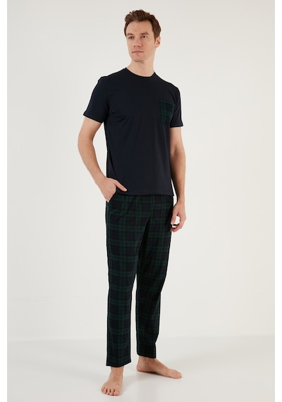Buratti Ekoseli Pamuklu Regular Fit Kısa Kollu Erkek Pijama Takımı 6572002 Lacivert Buratti Ekoseli Pamuklu Regular Fit Kısa Kollu Erkek Pijama Takımı 6572002 Lacivert
