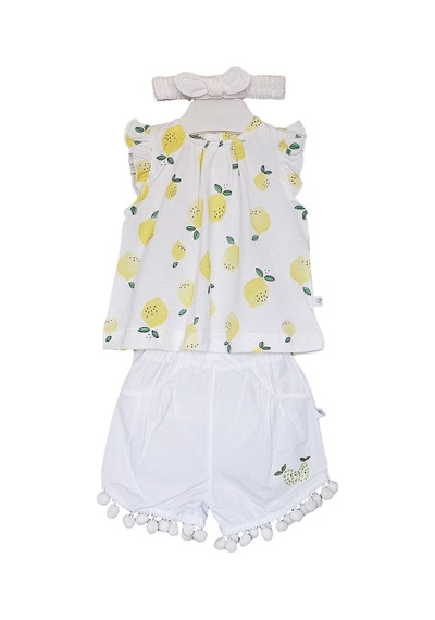 S-Mall Caramell Bebek Takımı - 3 Lü - Tkk6177 - Lemon - Beyaz Bej