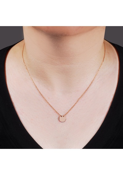 Kuyumcudukkani Zincirli"18mm Yuvarlak"figürlü Kolye-37089-r-13mm Rose Gold
