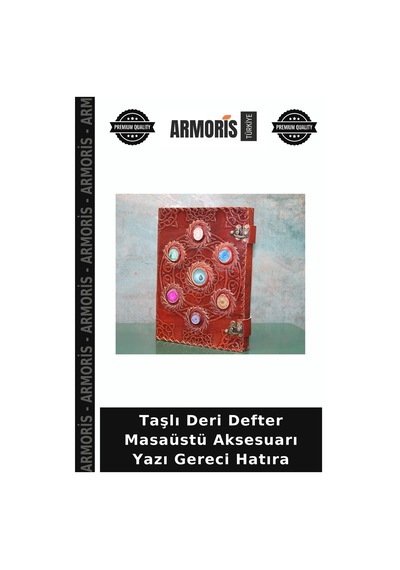 Taşlı Deri Defter Masaüstü Aksesuarı Yazı Gereci Hatıra Çok Renkli